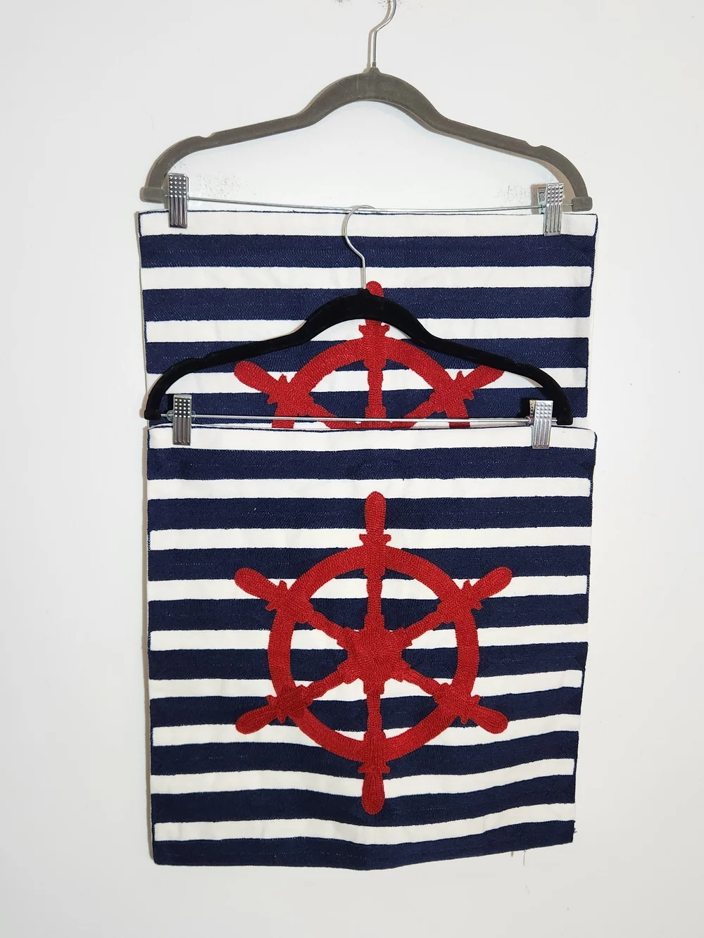Blue and White Nautical Pillow Covers Set of 2 NWOT